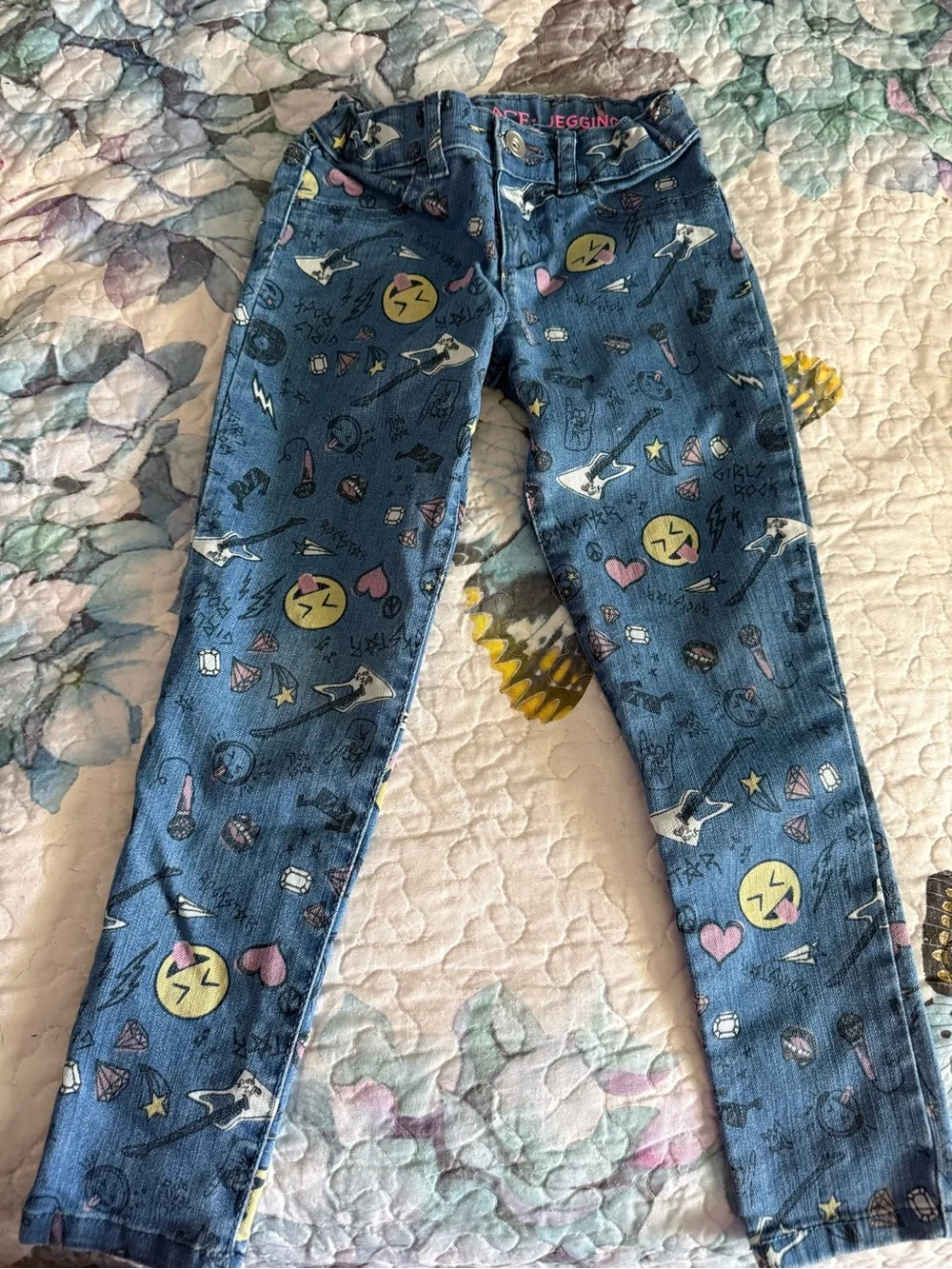 The Children's Place Blue Emoji & Music Print Jeggings